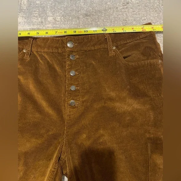 Time & Tru High Rise Wide Leg Corduroy Ankle Pants Button Fly Size 14 Brown 🍁 🍂 - Picture 8 of 11